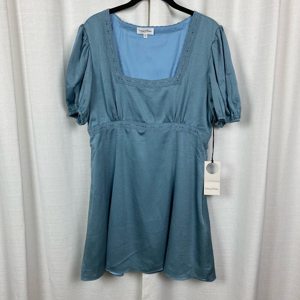 Revolve Privacy Please Blue Reagan Babydoll Mini Dress Sz.XL NWT - Picture 5 of 16